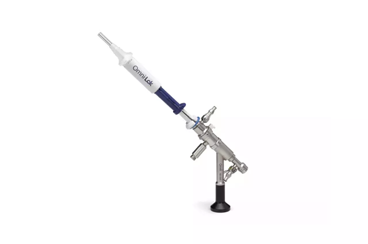 Omni Lok Cervical Seal on an Omni Hysteroscope, photographed against a white background.