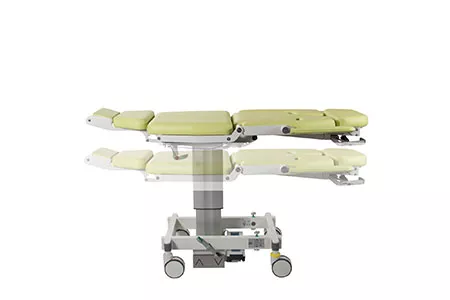 Medical chair in flat position on white background